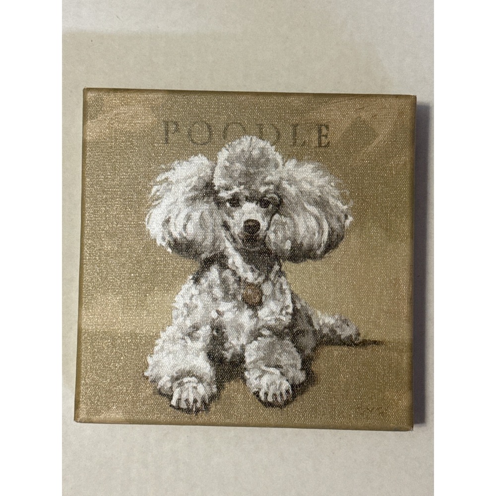 Poodle 5"X 5" Wrapped Canvas Wall Hanging/Shelf Sitter‎ Made in USA